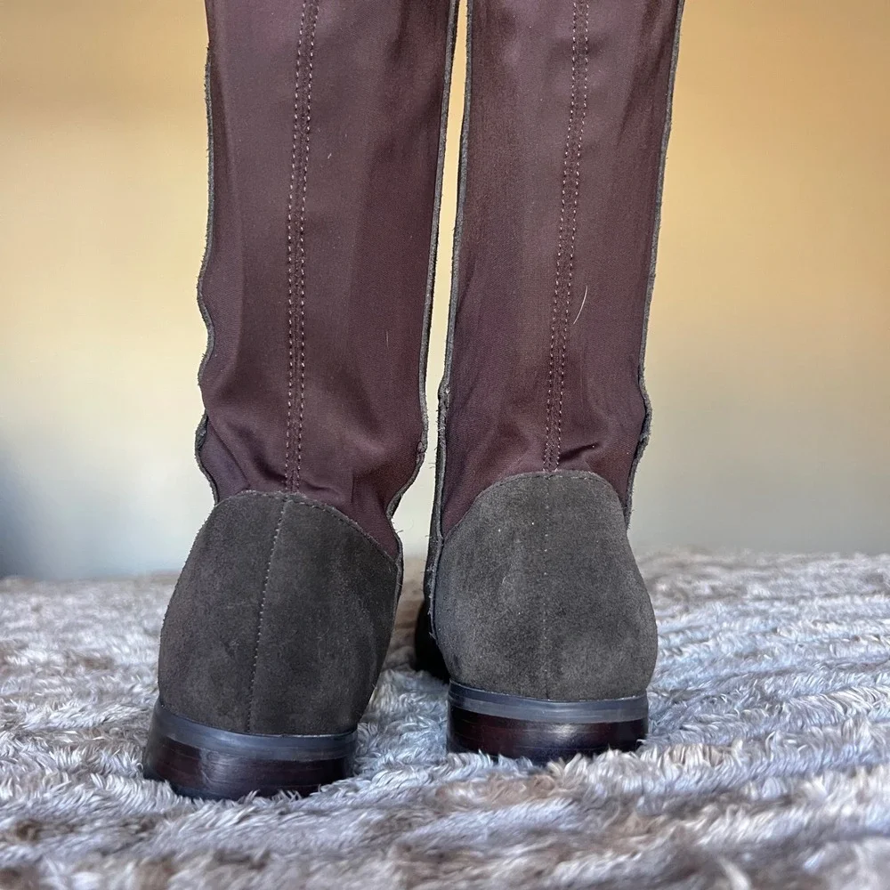 Chinese Laundry Radiance Brown Suede Stretch Over The Knee Boots Women 7 37.5‎